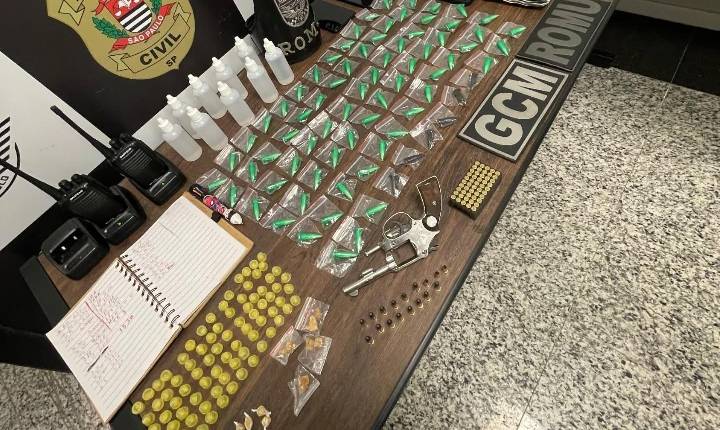 GCM apreende dois menores com arma, drogas e dinheiro no bairro Vida Nova