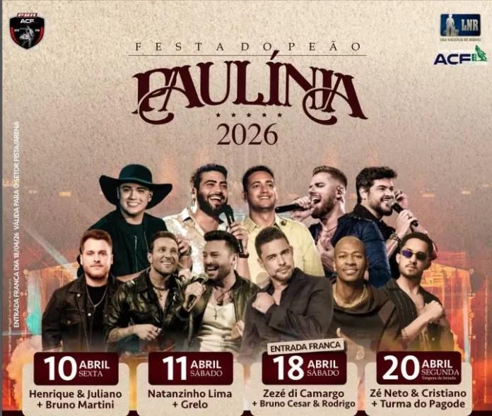 Festa do Peão 2026 de Paulínia ter grandes atrações e novos setores